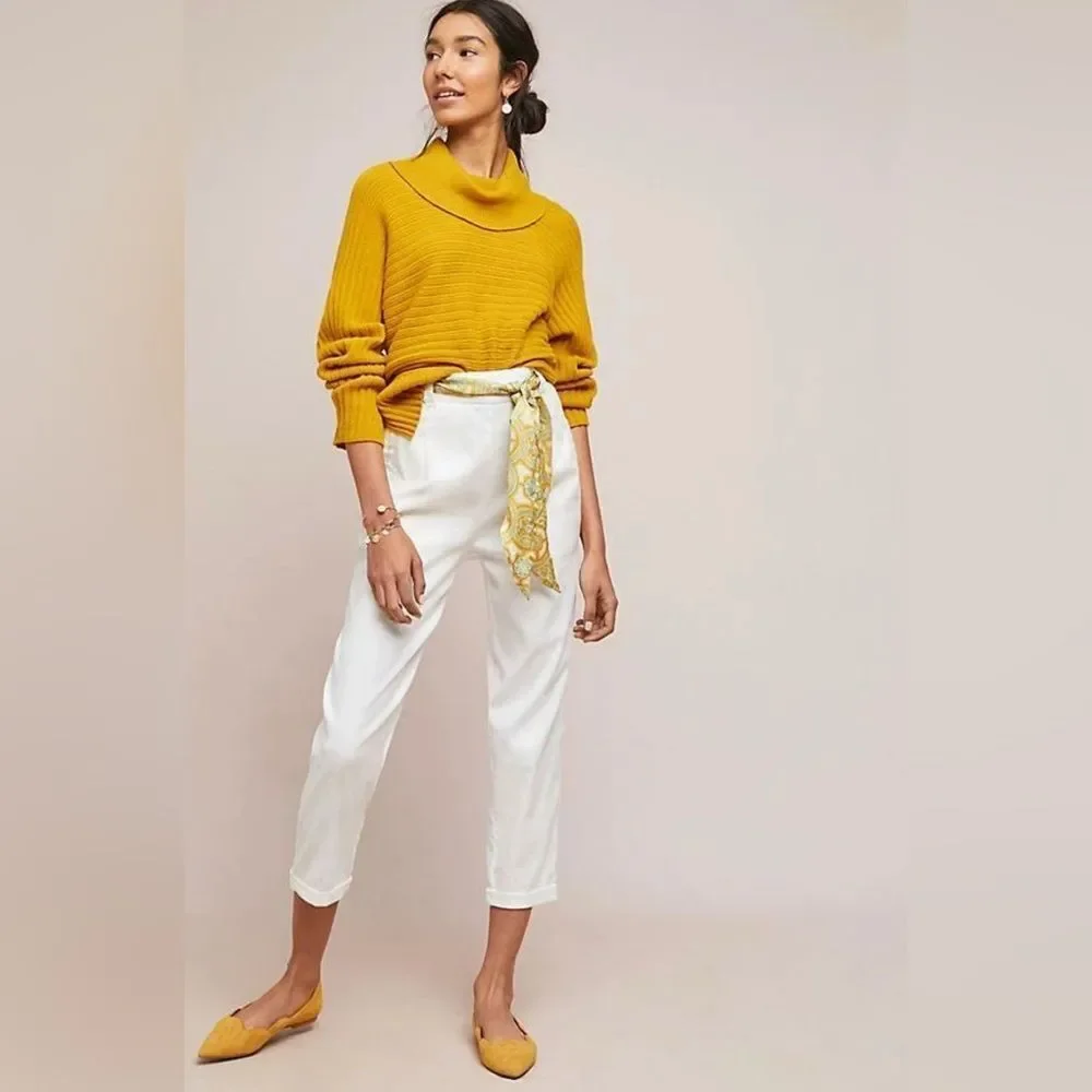 Anthropologie White Nias Trousers Pants By Ett Twa Size 0 - Picture 1 of 16